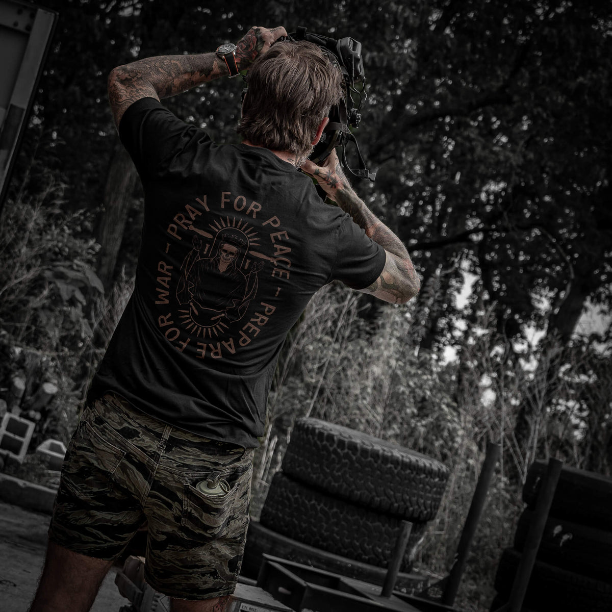 Pray For Peace. Prepare War. Men's - Adult & Kids T-Shirts, Sweatshirts & Hoodies apparel design preview 2