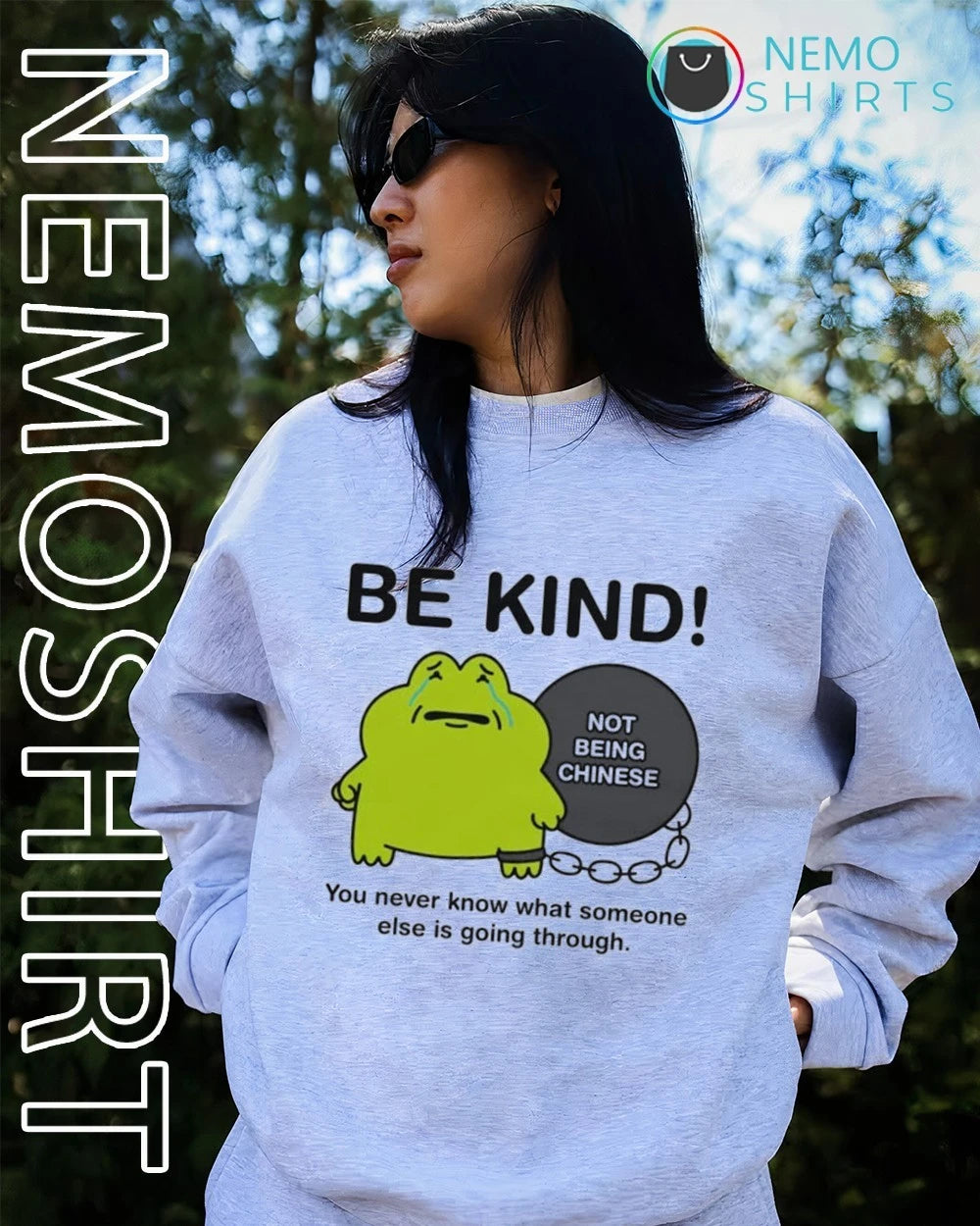 Be Kind Not Being Chinese Frog Meme - Adult & Kids T-Shirts, Sweatshirts & Hoodies apparel design preview 2