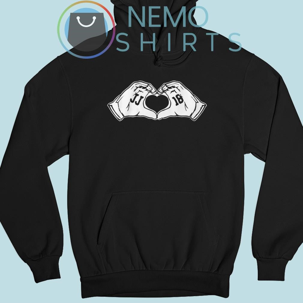 JJ 18 Justin Jefferson heart hands - Adult & Kids T-Shirts, Sweatshirts & Hoodies apparel design preview 2