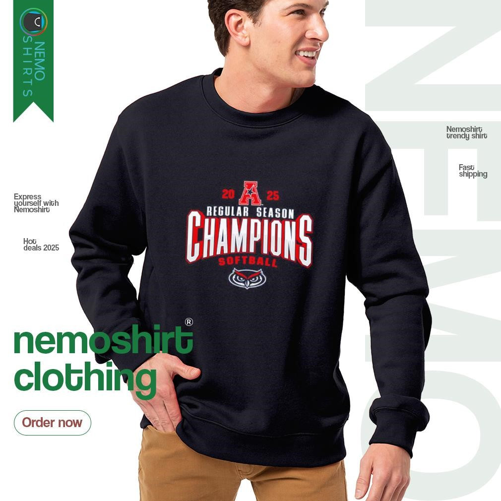 Florida Atlantic Owls 2025 AAC softball regular - Adult & Kids T-Shirts, Sweatshirts & Hoodies apparel design preview 4