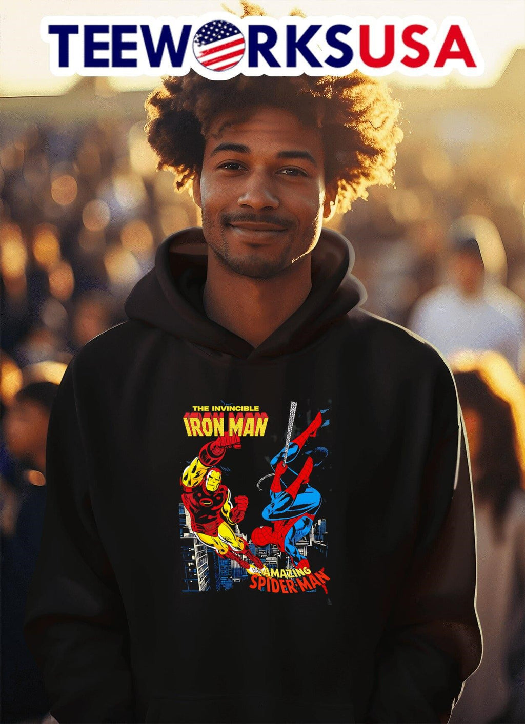 Iron Man vs Spider-man graphic - Adult & Kids T-Shirts, Sweatshirts & Hoodies apparel design preview 2