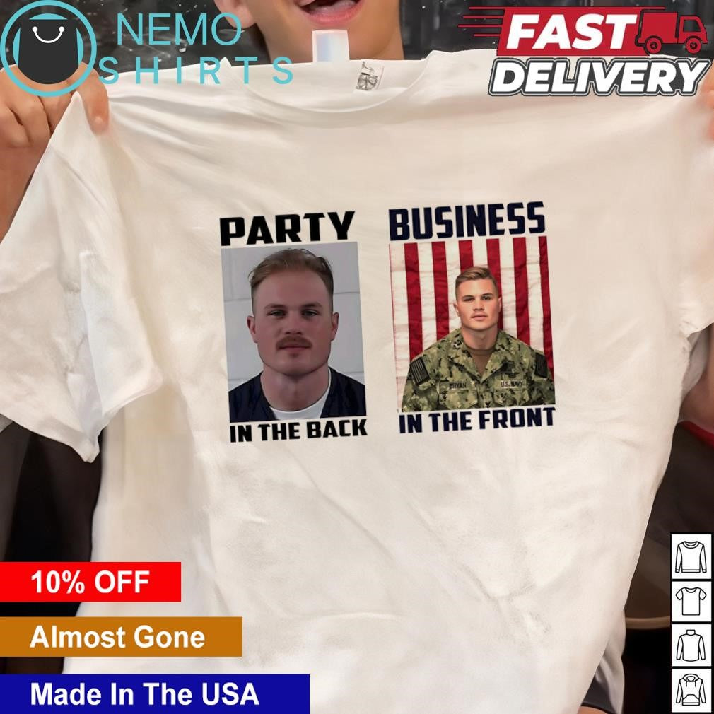 Party in the back business front Zach Bryan - Adult & Kids T-Shirts, Sweatshirts & Hoodies apparel design preview 1