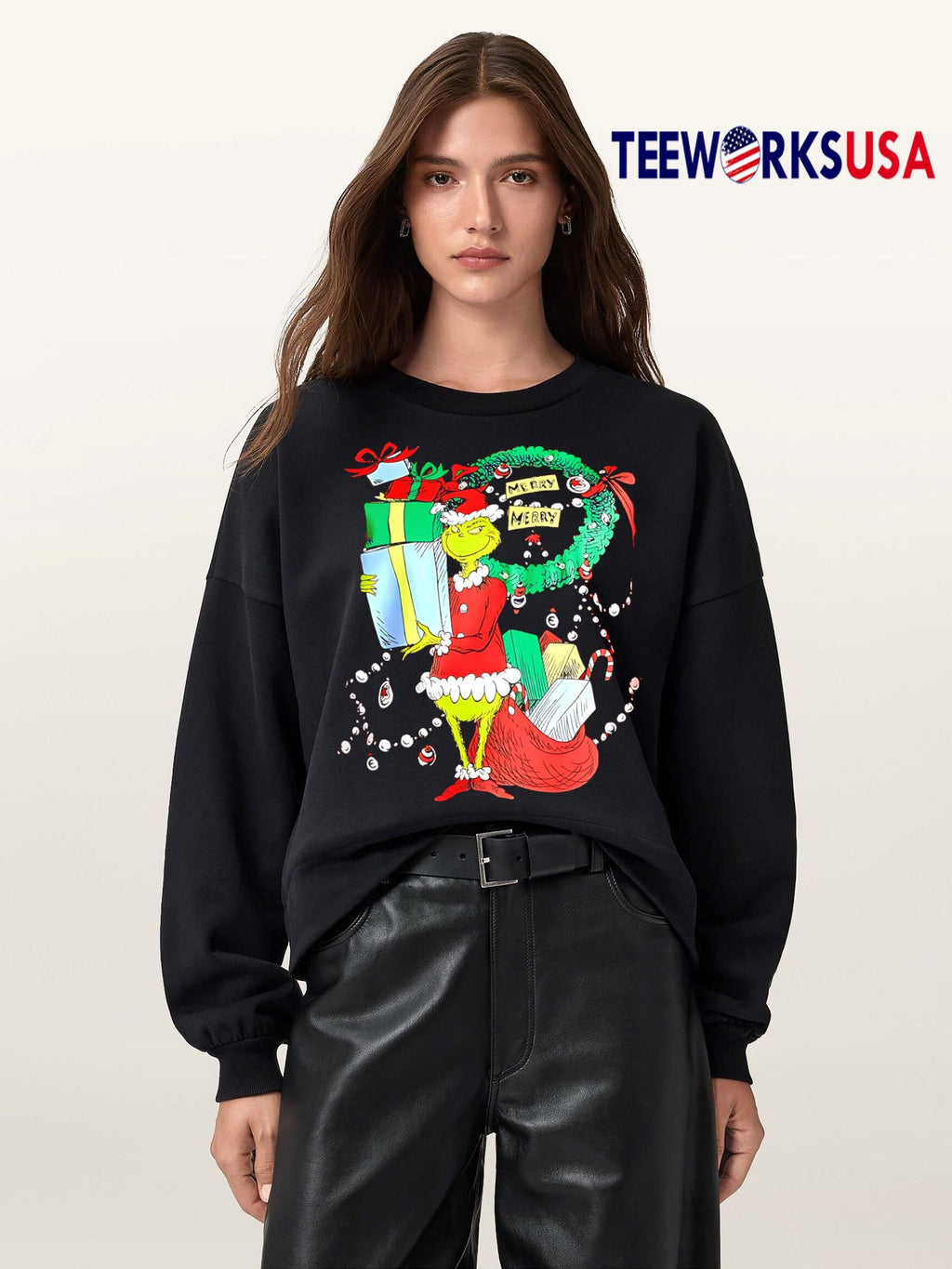 Dr Seuss The Grinch Merry Christmas 2025 - Adult & Kids T-Shirts, Sweatshirts & Hoodies apparel design preview 5