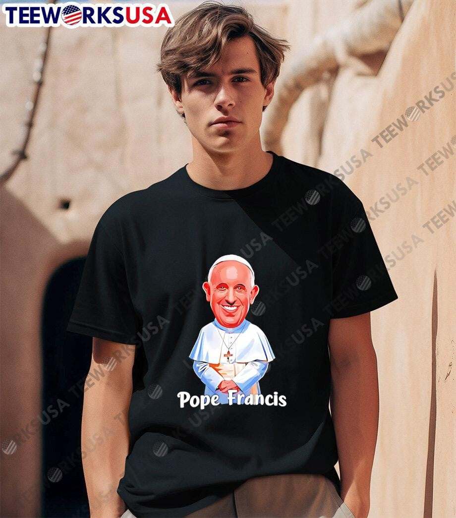 Pope Francis Pray for 1936 2025 Caricature - Adult & Kids T-Shirts, Sweatshirts & Hoodies apparel design preview 1