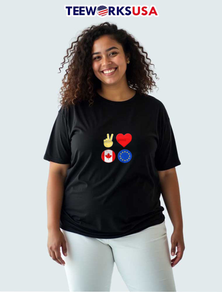 Peace love Canada European Union - Adult & Kids T-Shirts, Sweatshirts & Hoodies apparel design preview 3