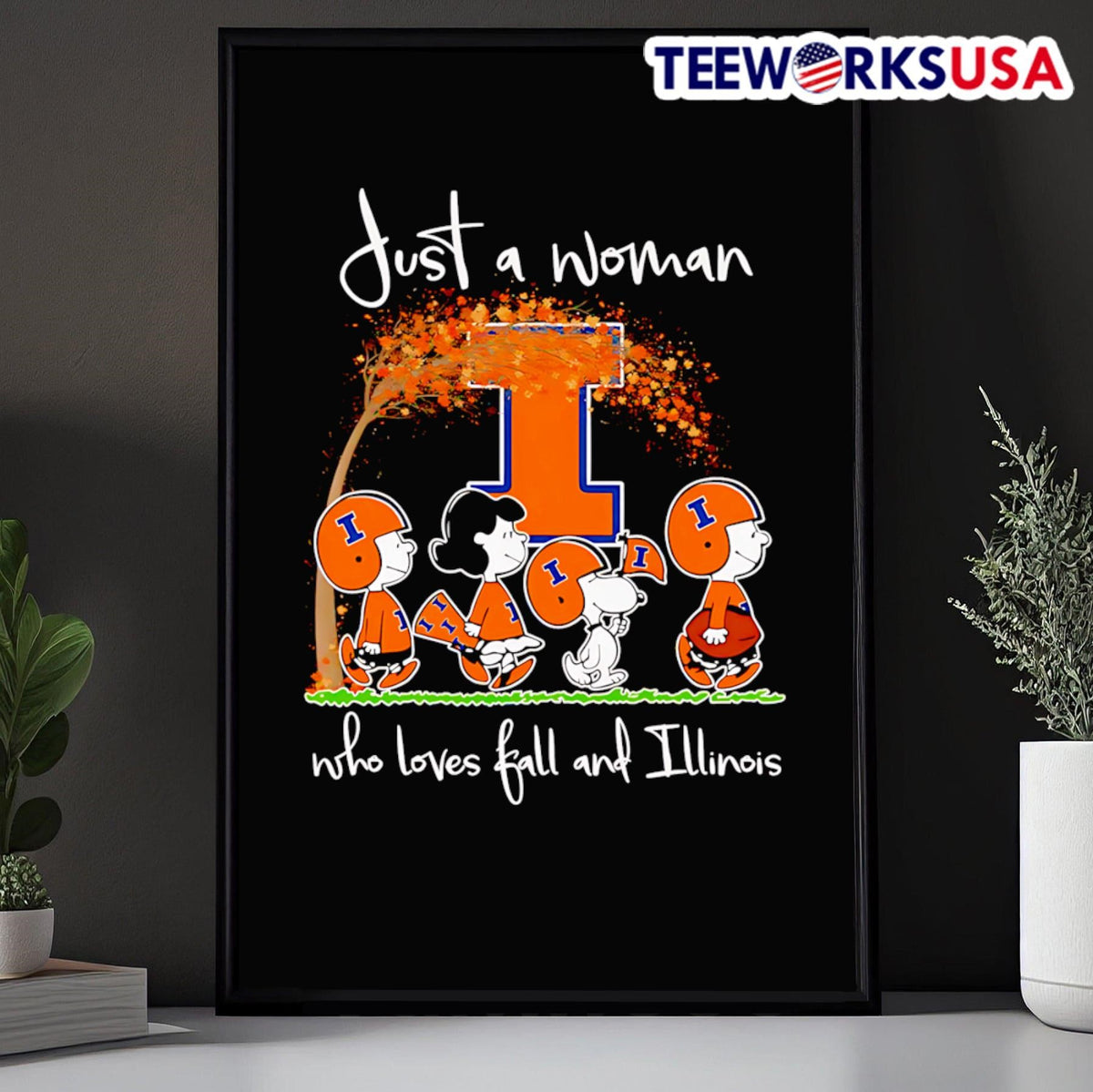 Peanuts just a woman who loves fall and Illinois - Adult & Kids T-Shirts, Sweatshirts & Hoodies apparel design preview 5