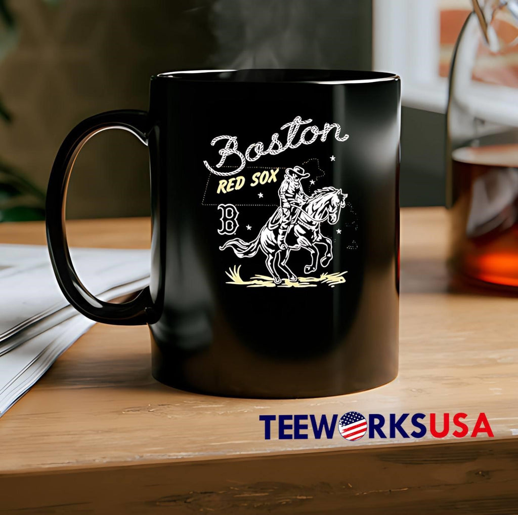 Boston Red Sox Cowboy Riding Horse Vintage Style - Adult & Kids T-Shirts, Sweatshirts & Hoodies apparel design preview 2