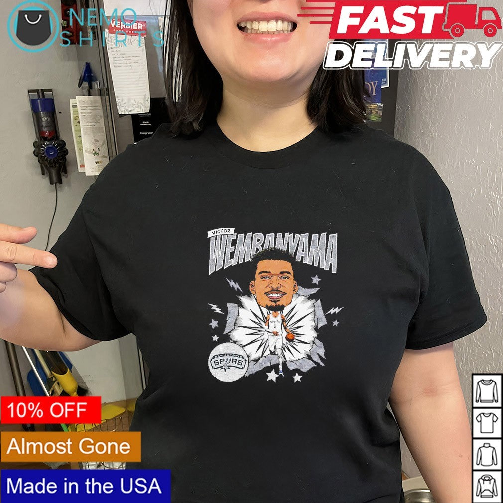 Victor Wembanyama San Antonio Spurs player caricature - Adult & Kids T-Shirts, Sweatshirts & Hoodies apparel design preview 3