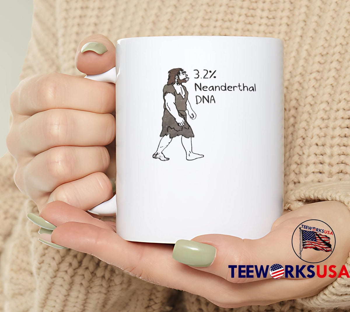 3.2% Neanderthal DNA Funny Caveman - Adult & Kids T-Shirts, Sweatshirts & Hoodies apparel design preview 6