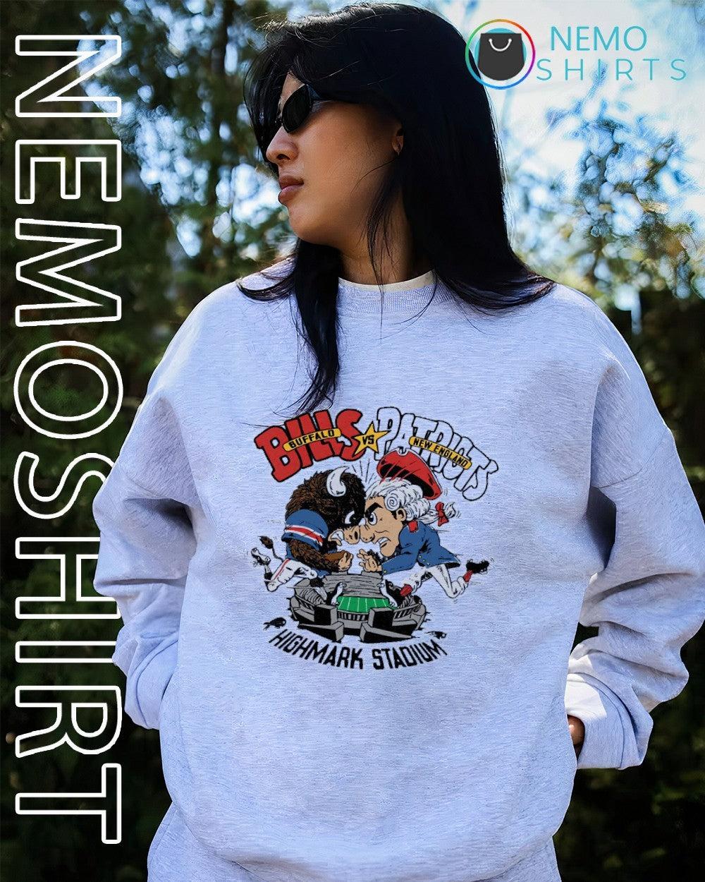 Buffalo Bills vs New England Patriots Highmark - Adult & Kids T-Shirts, Sweatshirts & Hoodies apparel design preview 4