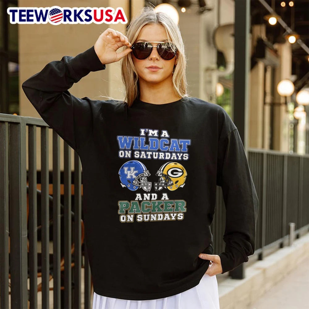 I Am A Wildcat On Saturdays And Packer Sundays - Adult & Kids T-Shirts, Sweatshirts & Hoodies apparel design preview 4