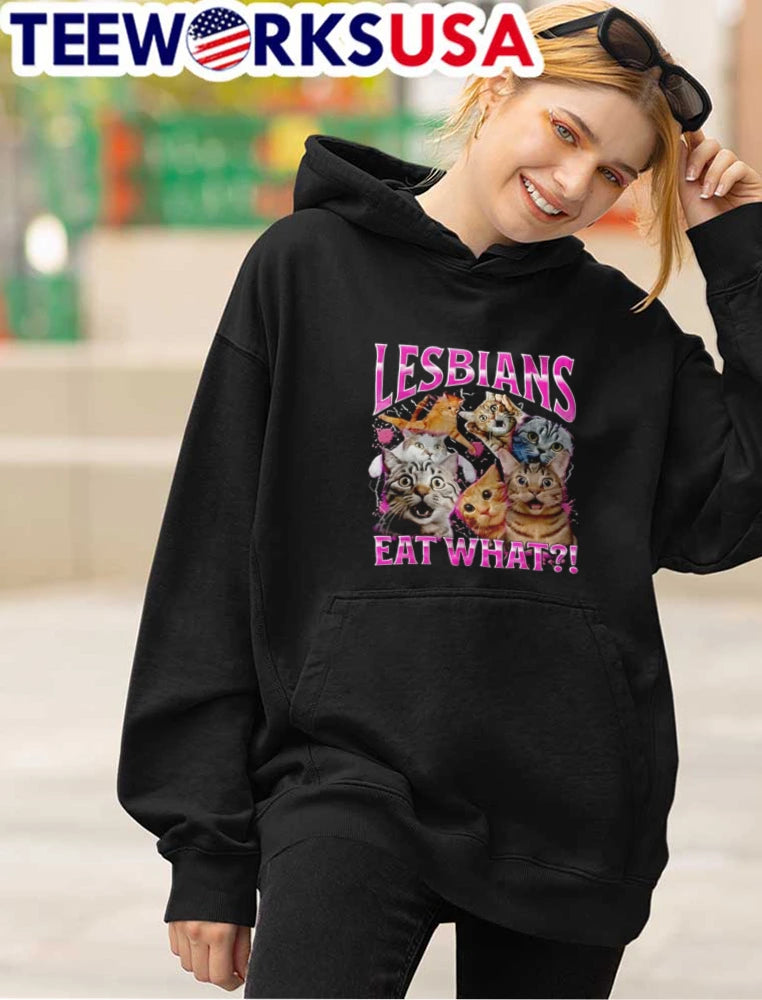 Lesbians EAT What multiple cats surprised expressions - Adult & Kids T-Shirts, Sweatshirts & Hoodies apparel design preview 4