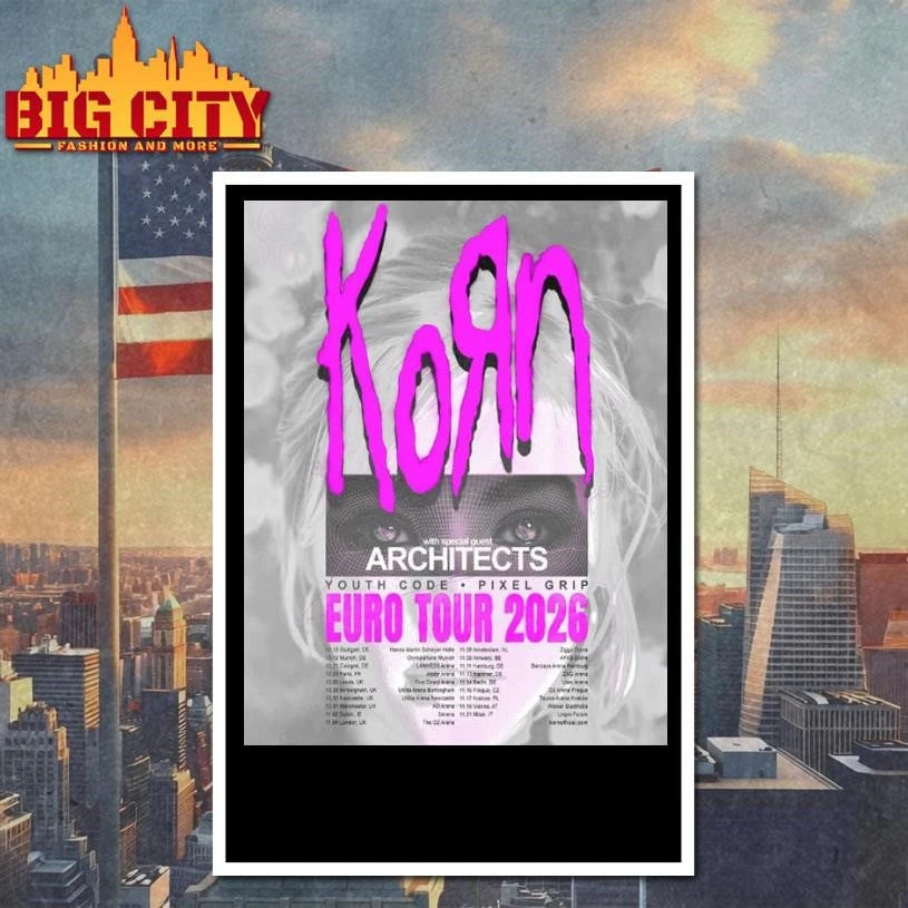 Korn Euro Tour 2026 Schedule Dates Poster - Adult & Kids T-Shirts, Sweatshirts & Hoodies apparel design preview 4