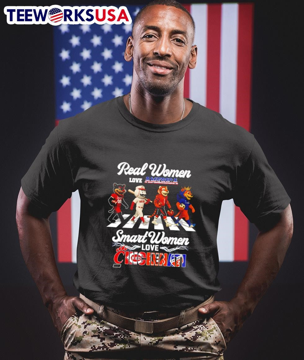Real women love America smart Cincinnati sports - Adult & Kids T-Shirts, Sweatshirts & Hoodies apparel design preview 1