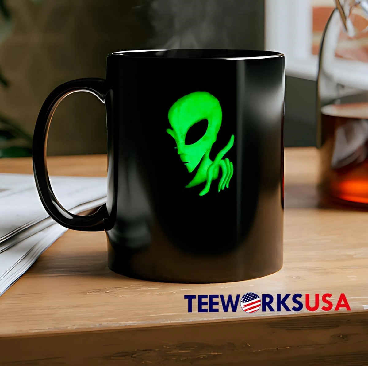 Glowing Neon Green Extraterrestrial Alien Head Hand - Adult & Kids T-Shirts, Sweatshirts & Hoodies apparel design preview 2