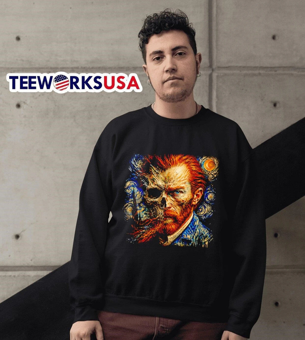 Vincent Van Gogh Skull Face Starry Night - Adult & Kids T-Shirts, Sweatshirts & Hoodies apparel design preview 6