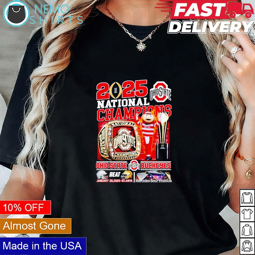 Ohio State Buckeyes 2025 national champions mascot - Adult & Kids T-Shirts, Sweatshirts & Hoodies apparel design preview 1
