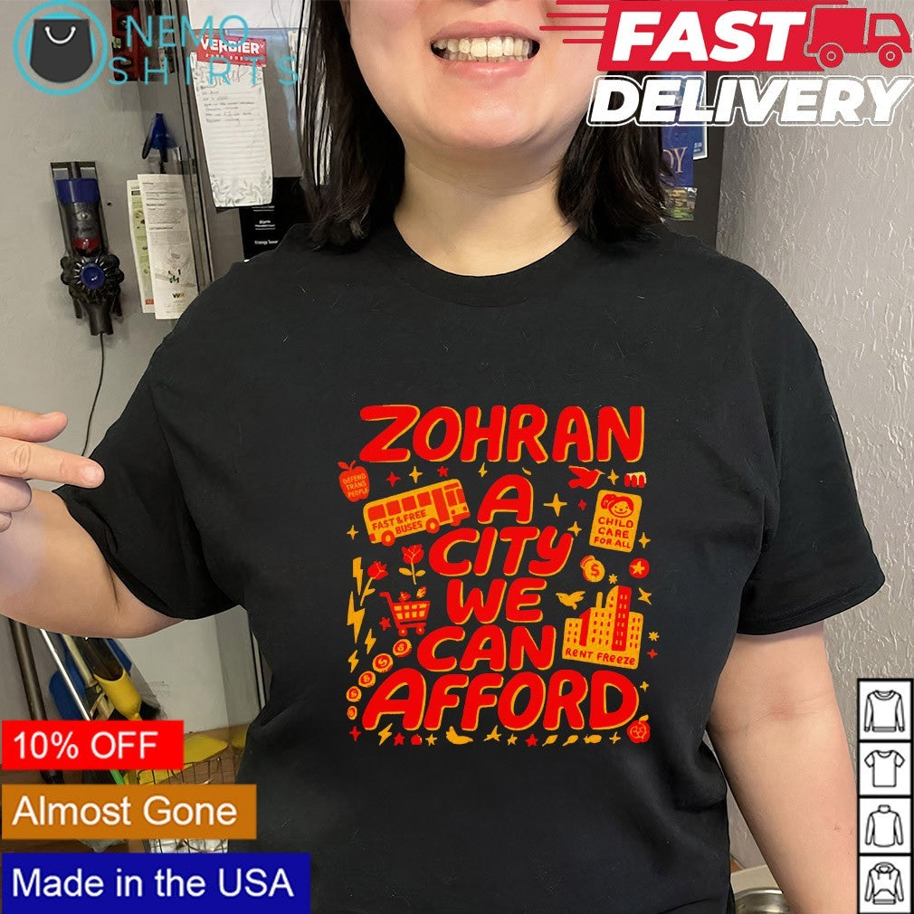 Zohran Mamdani a city we can afford - Adult & Kids T-Shirts, Sweatshirts & Hoodies apparel design preview 3