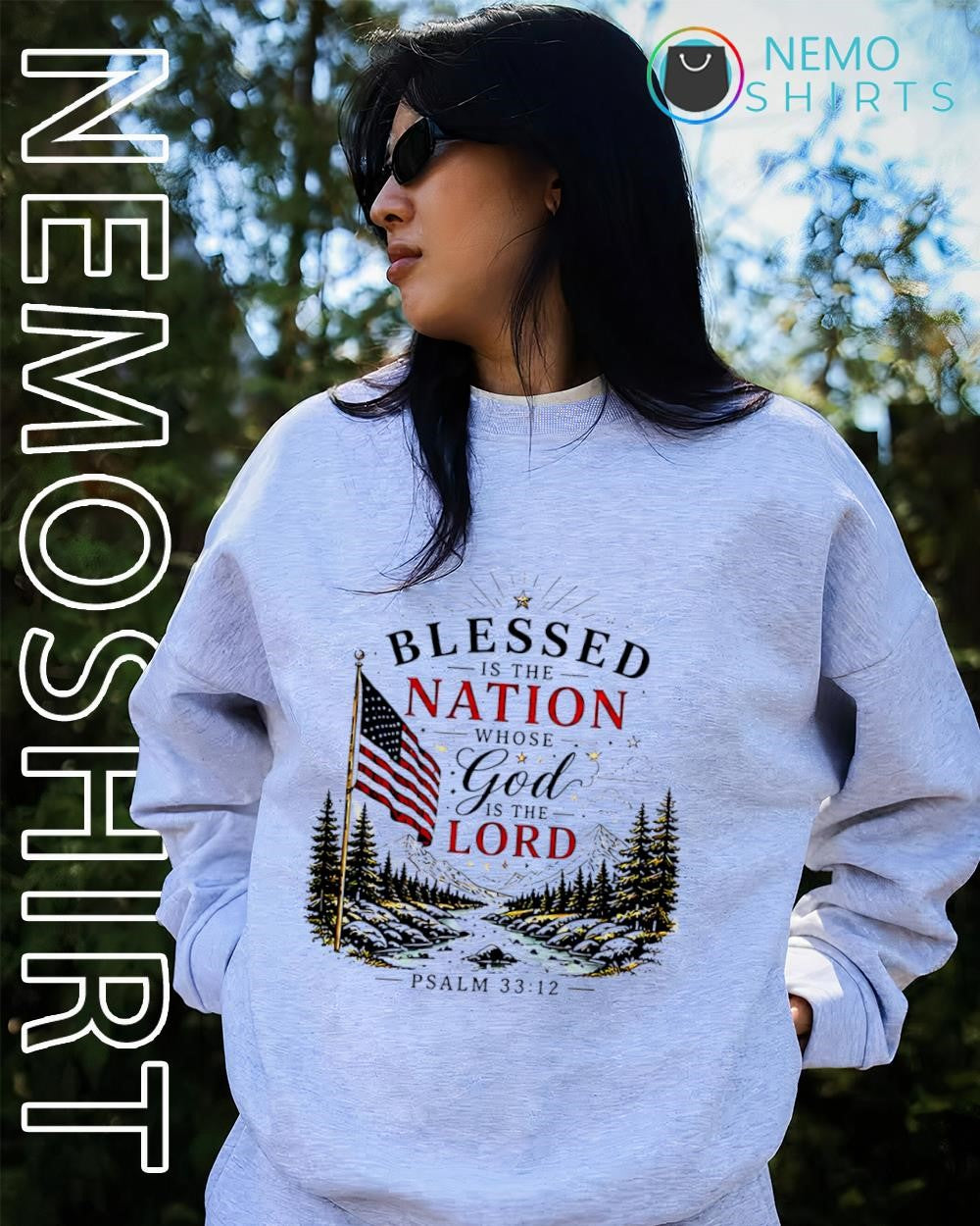 Blessed Is the Nation Whose God Lord Psalm 33 12 - Adult & Kids T-Shirts, Sweatshirts & Hoodies apparel design preview 2
