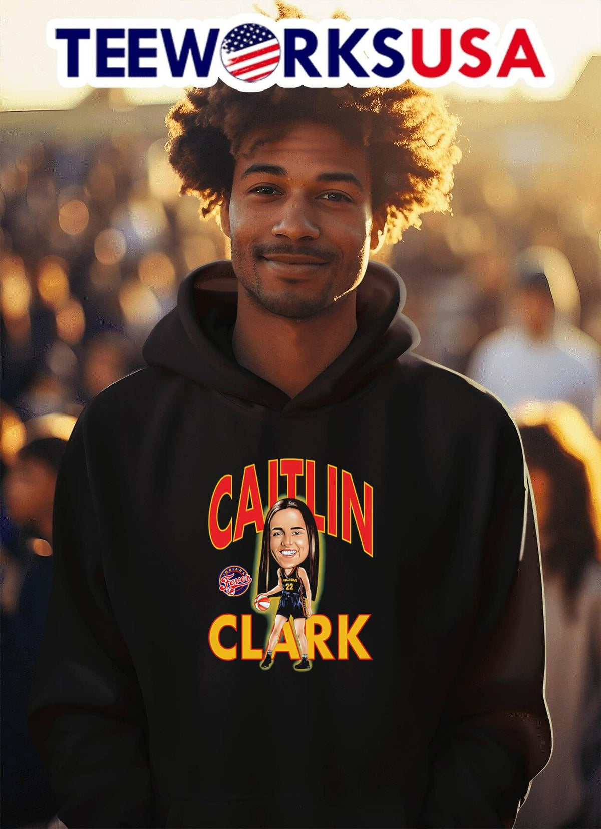 Playa Society Caitlin Clark caricature - Adult & Kids T-Shirts, Sweatshirts & Hoodies apparel design preview 2
