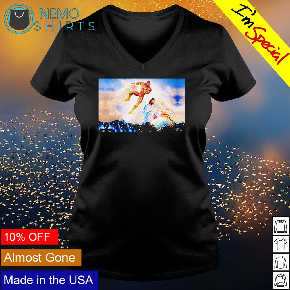 Macho Man Randy Savage Elbow Drop Jesus - Adult & Kids T-Shirts, Sweatshirts & Hoodies apparel design preview 5