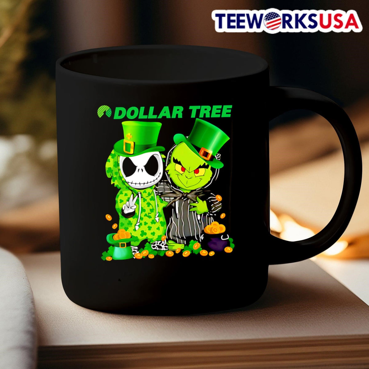 Jack Skellington and Grinch Dollar Tree Happy St - Adult & Kids T-Shirts, Sweatshirts & Hoodies apparel design preview 3