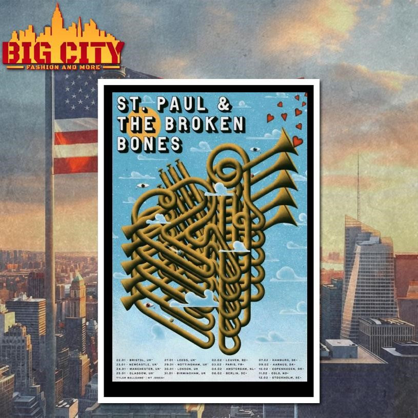 St. Paul The Broken Bones EU 2026 Tour Poster - Adult & Kids T-Shirts, Sweatshirts & Hoodies apparel design preview 4