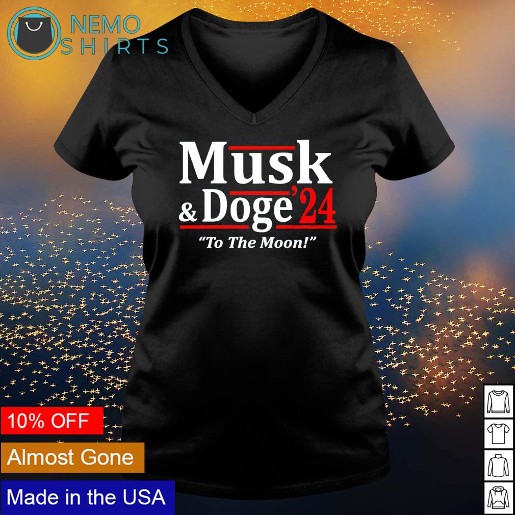 Musk and Doge 2024 to the moon - Adult & Kids T-Shirts, Sweatshirts & Hoodies apparel design preview 5