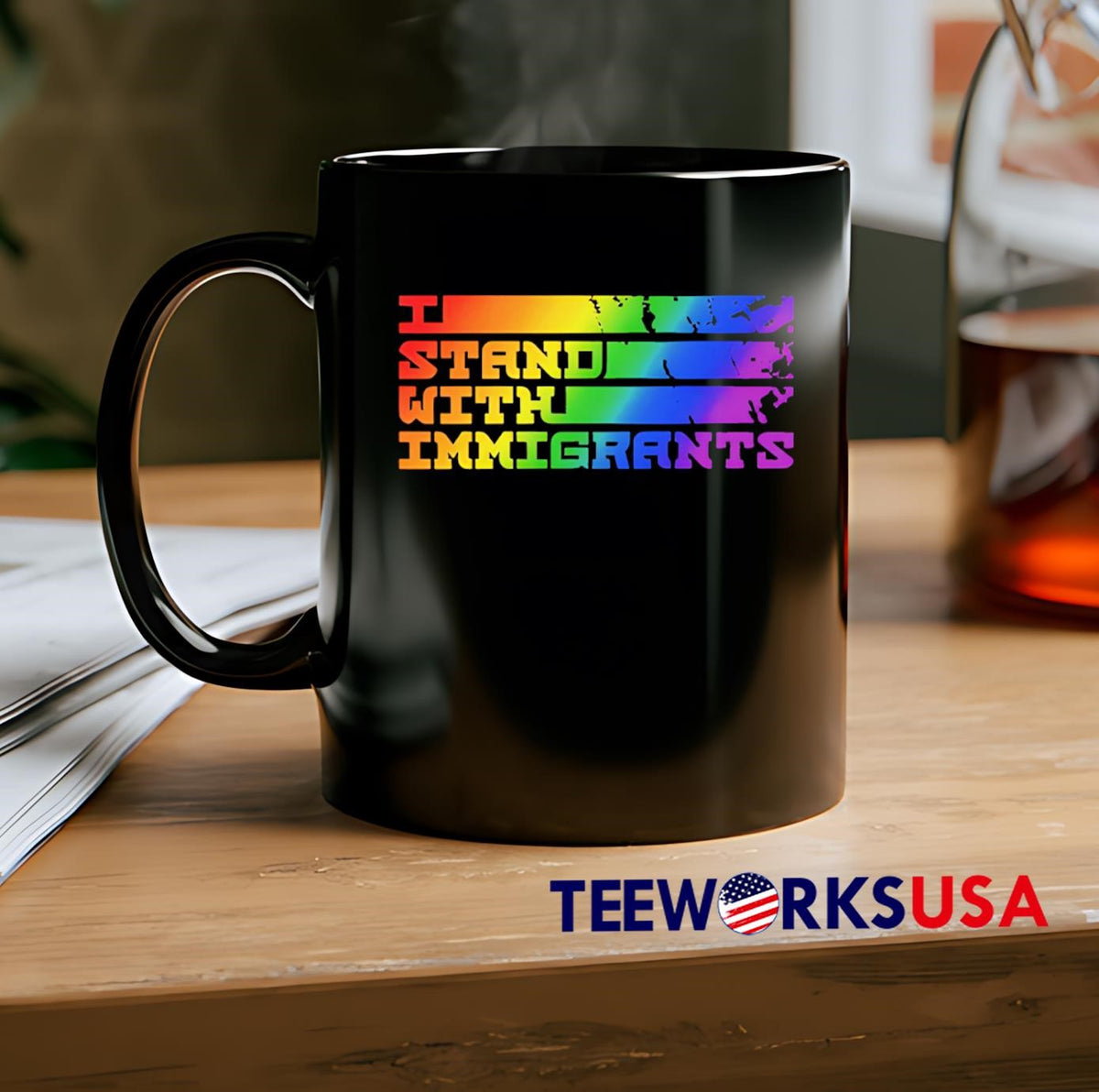 I Stand With Immigrants pride - Adult & Kids T-Shirts, Sweatshirts & Hoodies apparel design preview 2