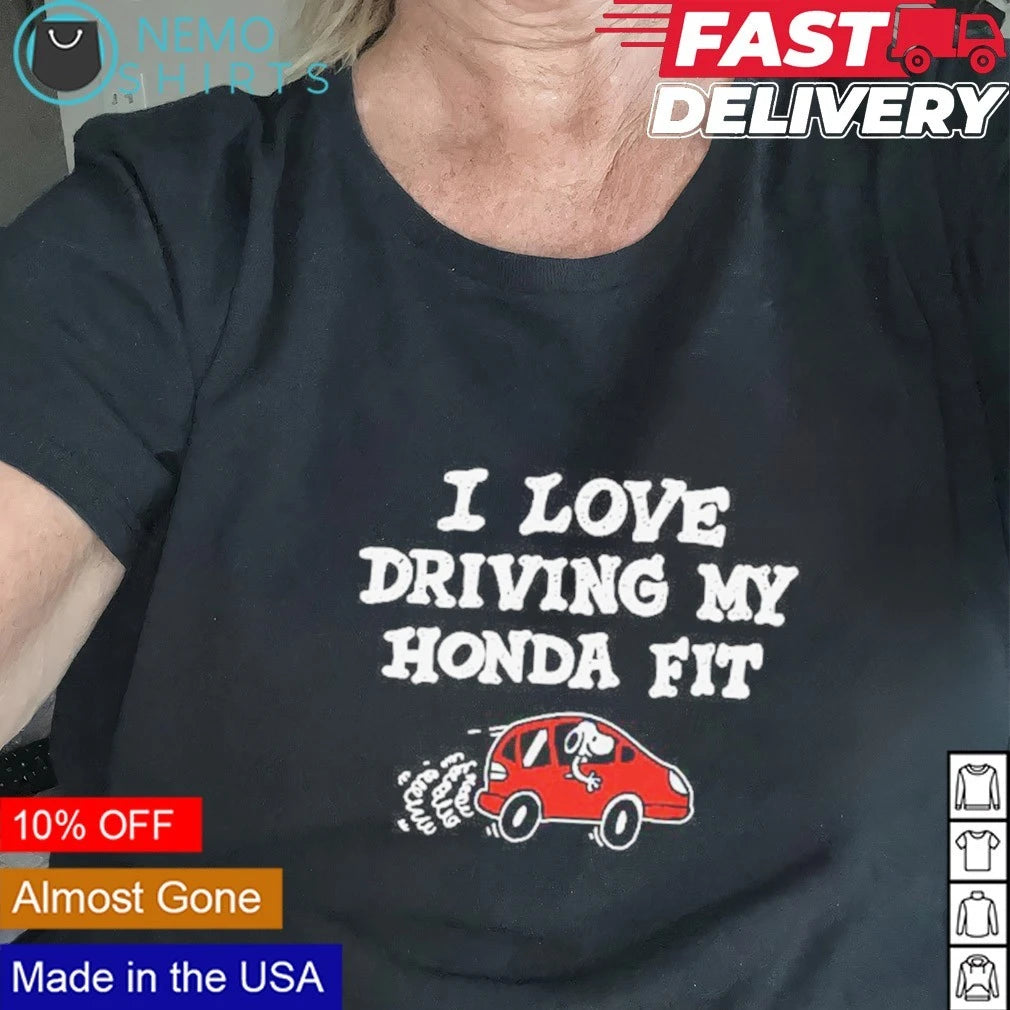 Snoopy I love driving my honda fit - Adult & Kids T-Shirts, Sweatshirts & Hoodies apparel design preview 2