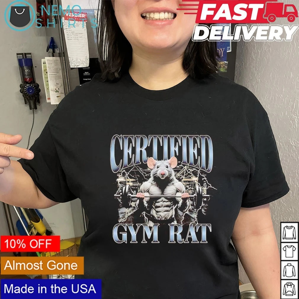 Certified Gym Rat Bodybuilder Mouse fitness - Adult & Kids T-Shirts, Sweatshirts & Hoodies apparel design preview 2