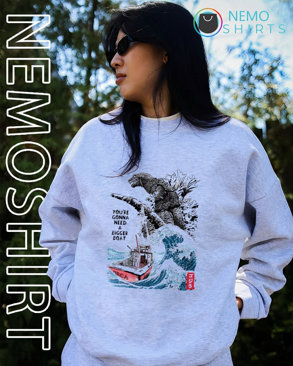You're gonna need a bigger boat Godzilla - Adult & Kids T-Shirts, Sweatshirts & Hoodies apparel design preview 4