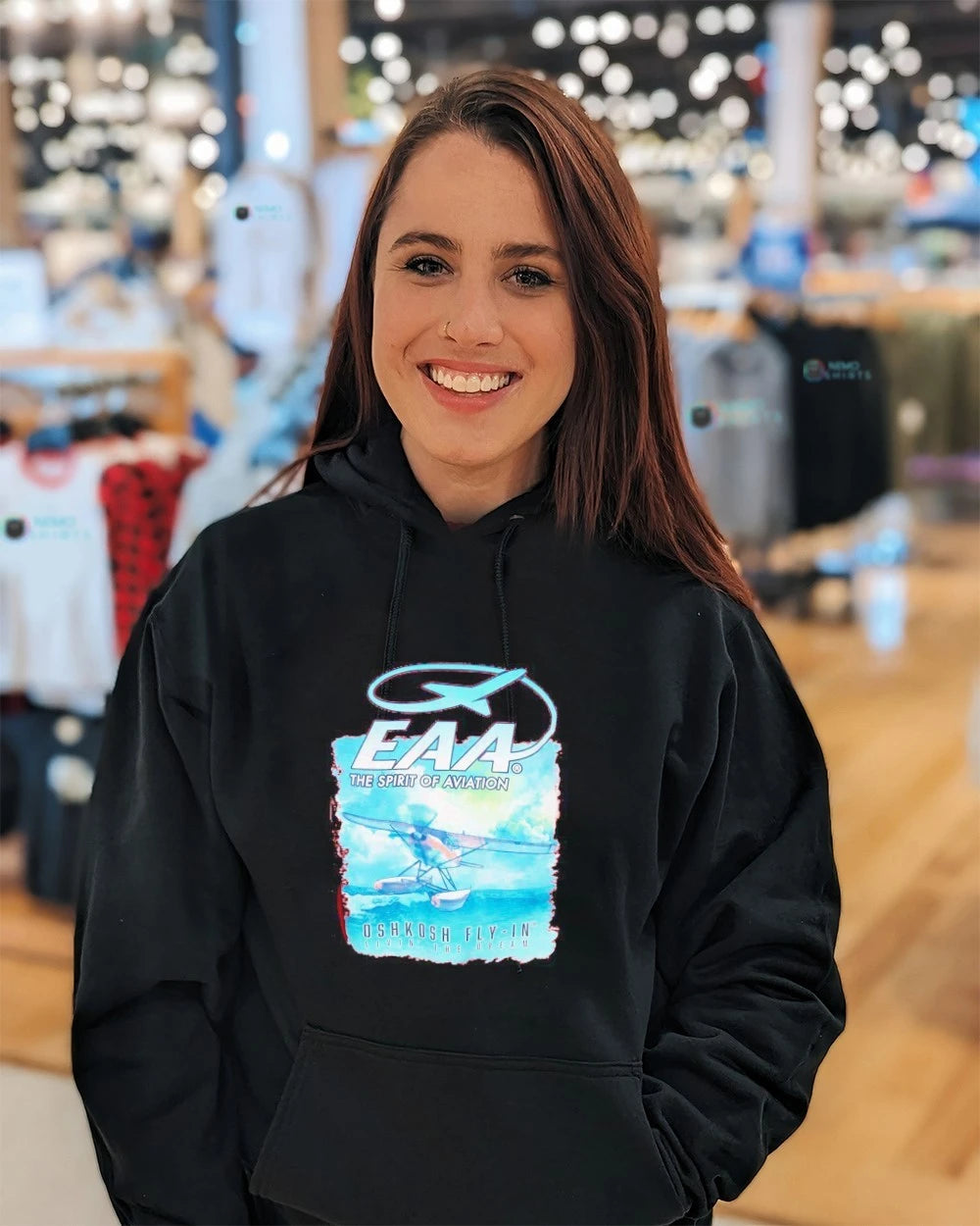 EAA The Spirit of Aviation Oshkosh Fly-In Livin' - Adult & Kids T-Shirts, Sweatshirts & Hoodies apparel design preview 3
