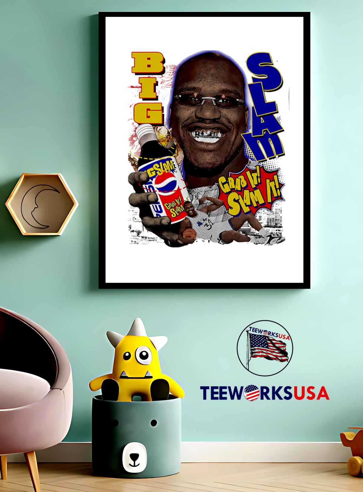Big Slam Shaq Pepsi - Adult & Kids T-Shirts, Sweatshirts & Hoodies apparel design preview 3