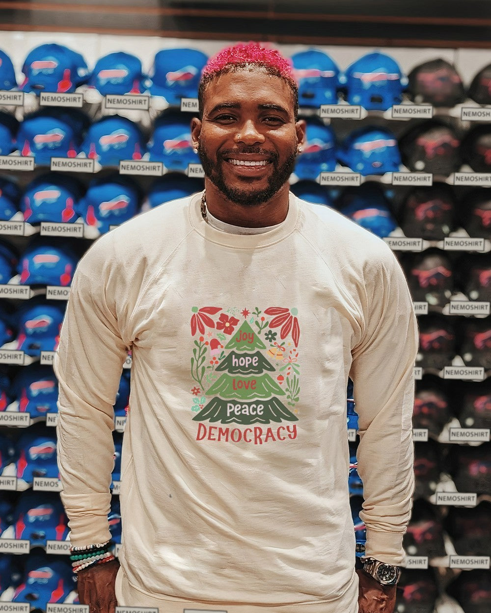 Joy hope love peace democracy Christmas - Adult & Kids T-Shirts, Sweatshirts & Hoodies apparel design preview 2