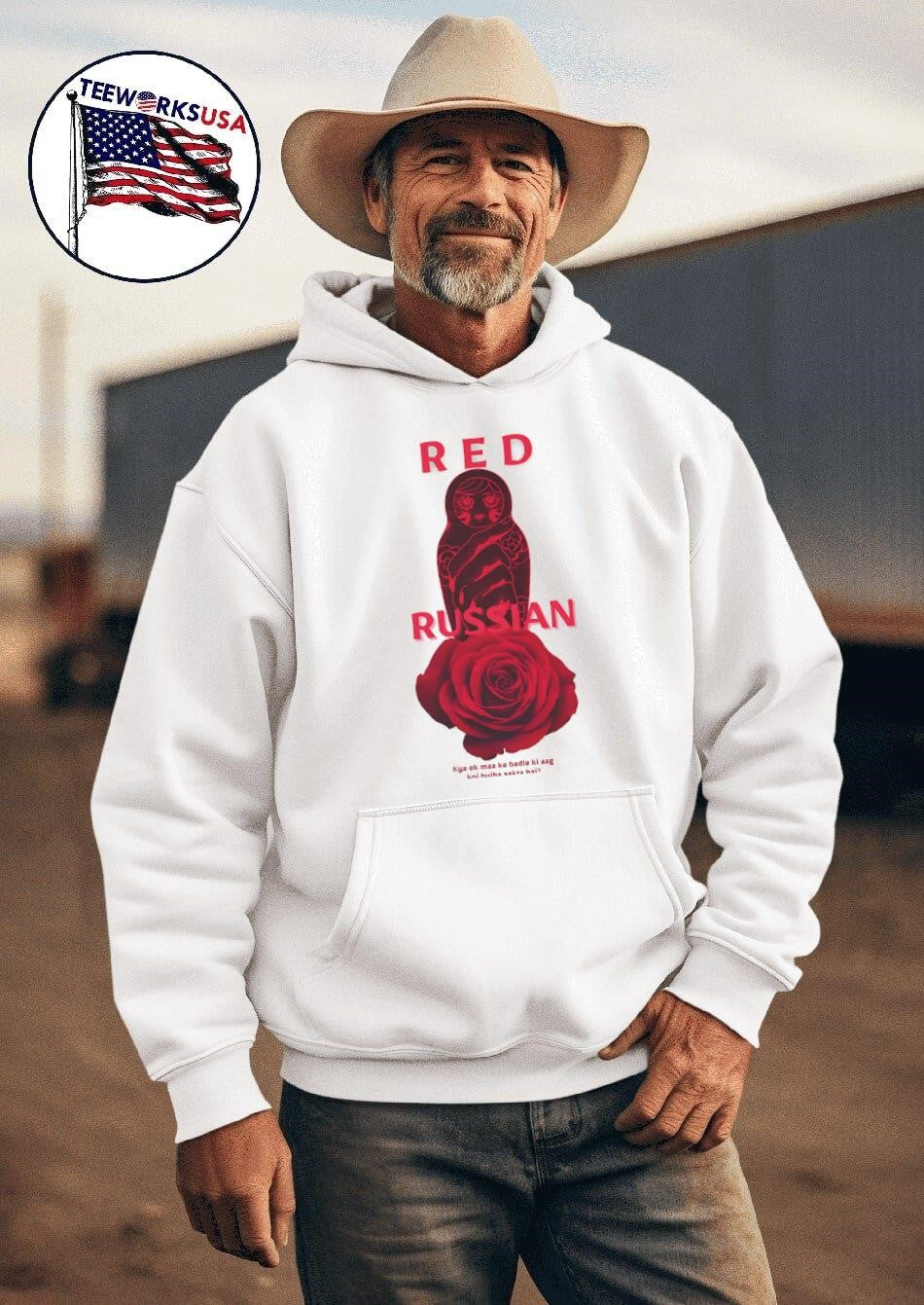 Red Russian doll rose - Adult & Kids T-Shirts, Sweatshirts & Hoodies apparel design preview 2