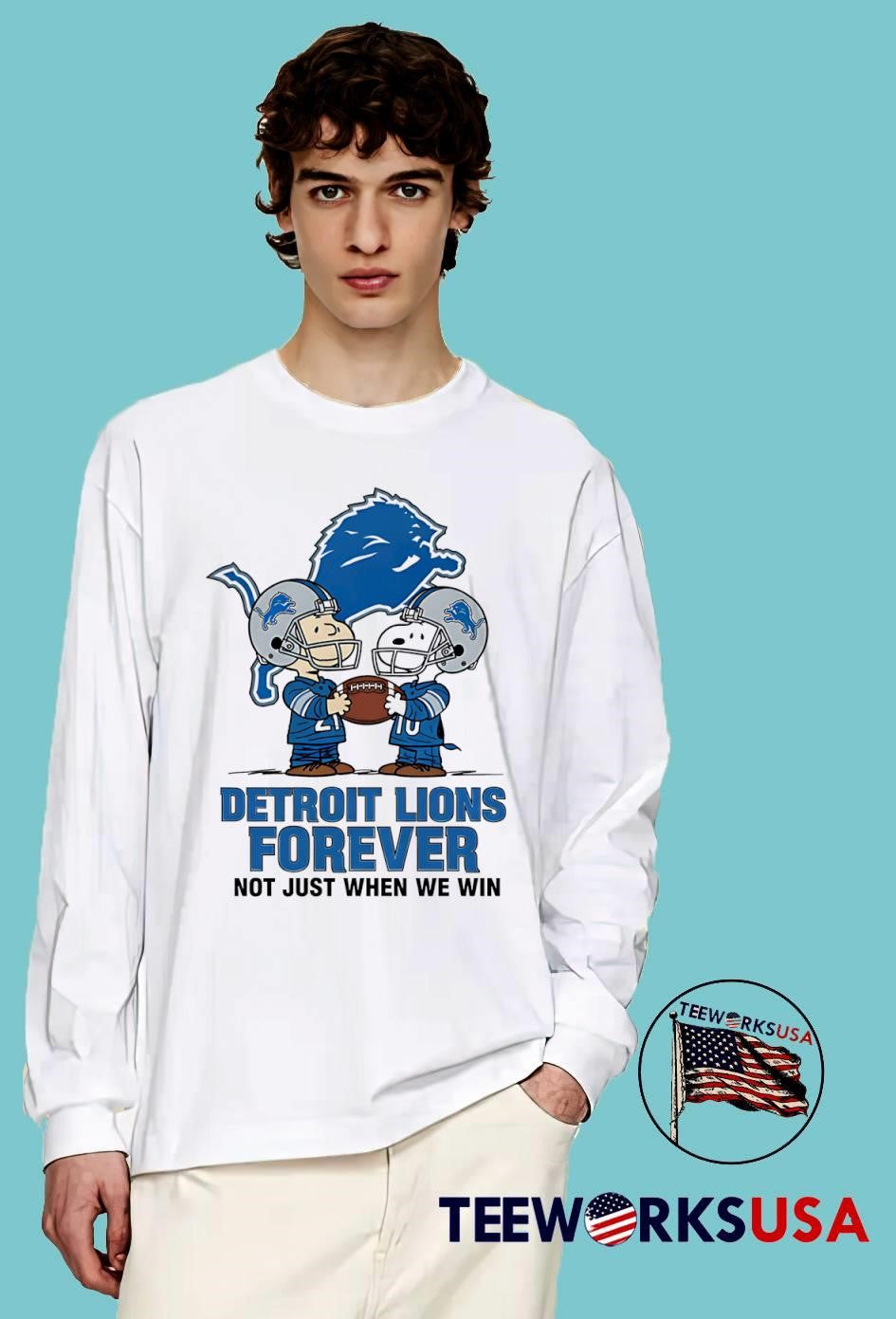 Charlie Brown Snoopy Detroit Lions Forever Not Just - Adult & Kids T-Shirts, Sweatshirts & Hoodies apparel design preview 4