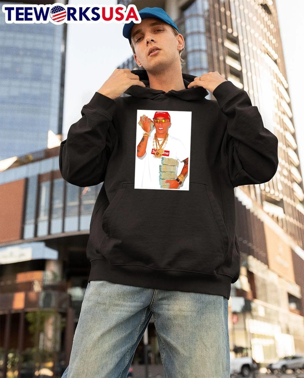 A-List Rapper Holding Cash Supreme - Adult & Kids T-Shirts, Sweatshirts & Hoodies apparel design preview 3