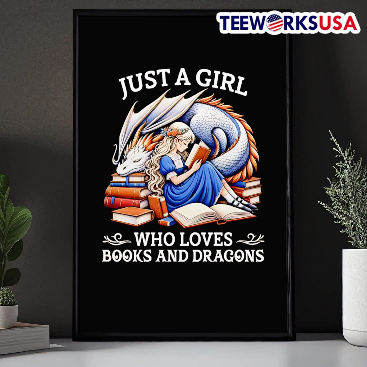 Just A Girl Who Loves Books And Dragons - Adult & Kids T-Shirts, Sweatshirts & Hoodies apparel design preview 5