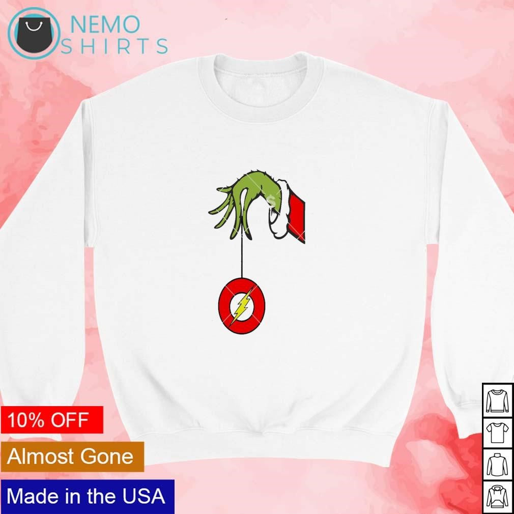 Grinch hand with the Flash ornament Christmas - Adult & Kids T-Shirts, Sweatshirts & Hoodies apparel design preview 3