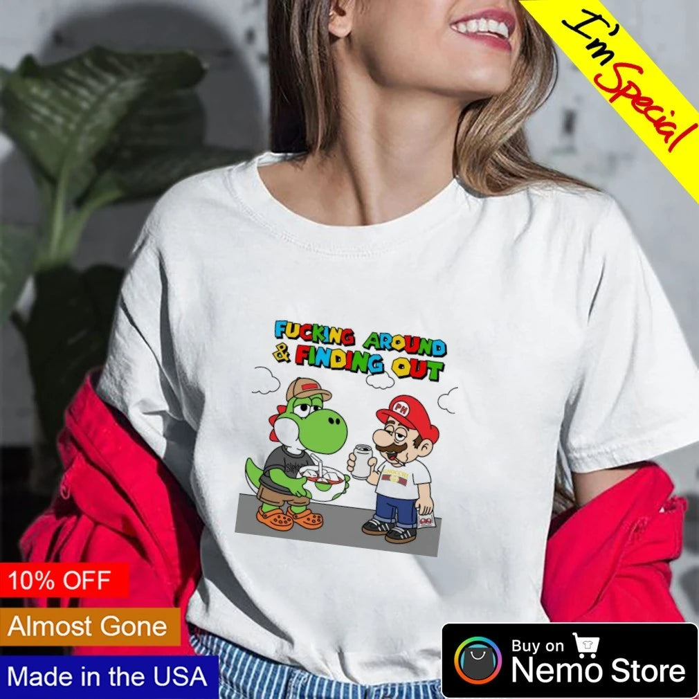 Mario Fucking Around and Finding Out - Adult & Kids T-Shirts, Sweatshirts & Hoodies apparel design preview 2