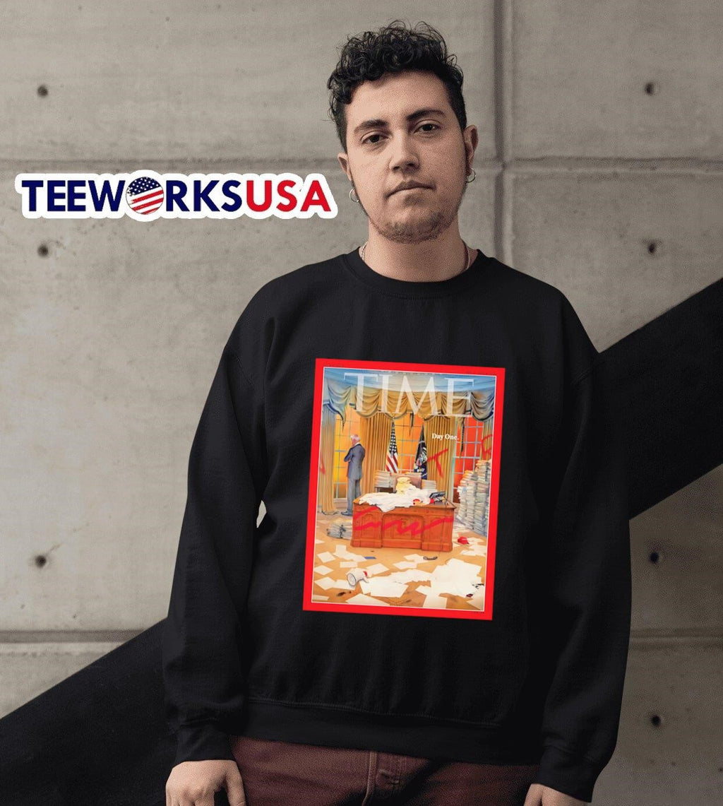 Time Joe Biden day one - Adult & Kids T-Shirts, Sweatshirts & Hoodies apparel design preview 3