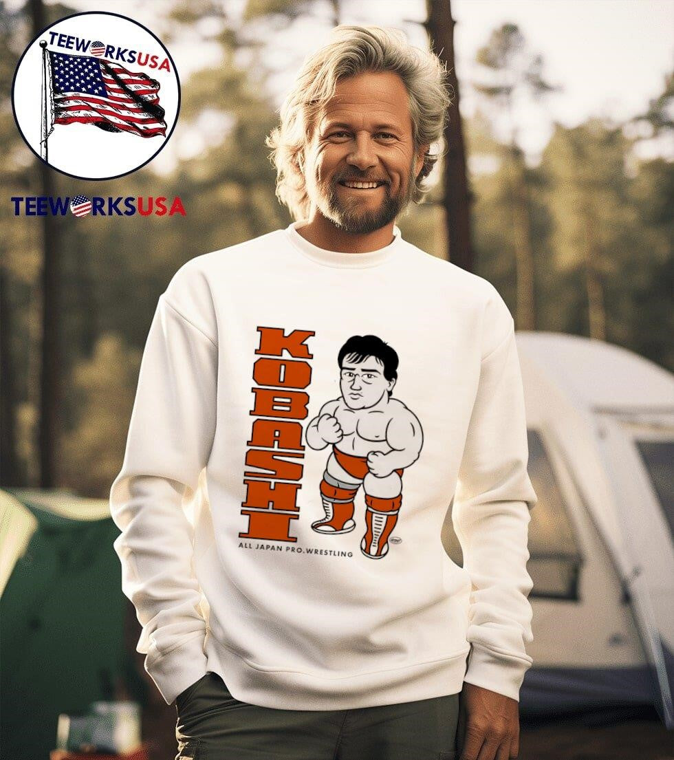 Kobashi All Japan Pro Wrestling cartoon - Adult & Kids T-Shirts, Sweatshirts & Hoodies apparel design preview 3
