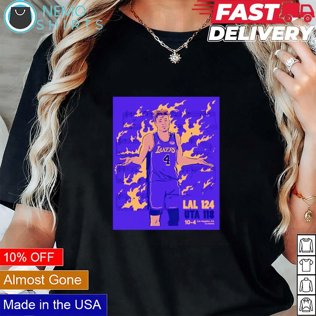 Dalton Knecht Los Angeles Lakers against Jazz LAL 124 - Adult & Kids T-Shirts, Sweatshirts & Hoodies apparel design preview 1