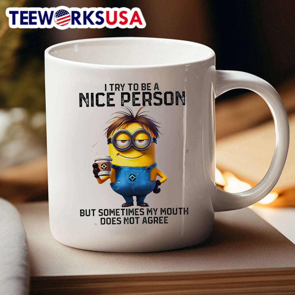 Minion I try to be a nice person but sometimes my - Adult & Kids T-Shirts, Sweatshirts & Hoodies apparel design preview 4