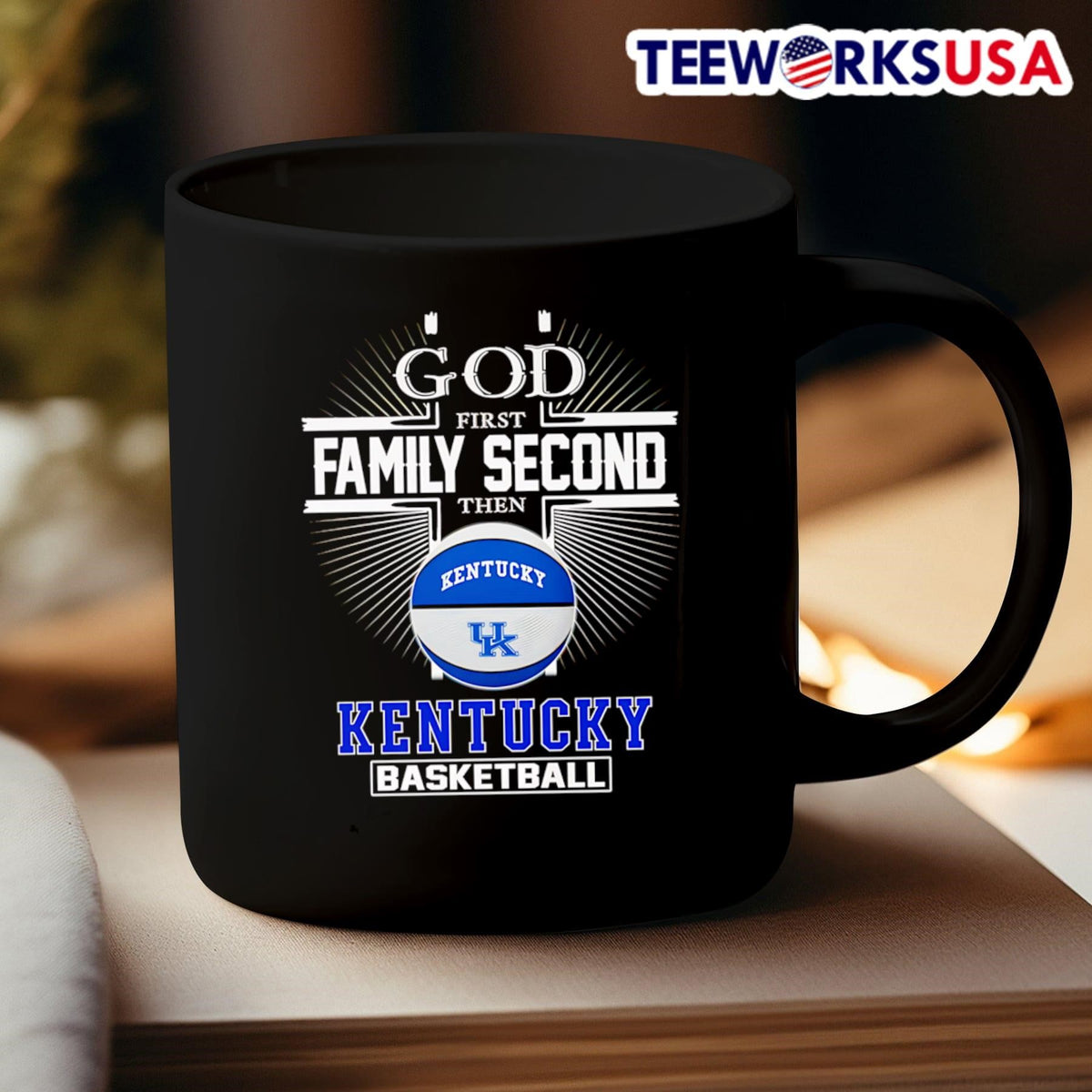 Cross God first family second then Kentucky - Adult & Kids T-Shirts, Sweatshirts & Hoodies apparel design preview 3