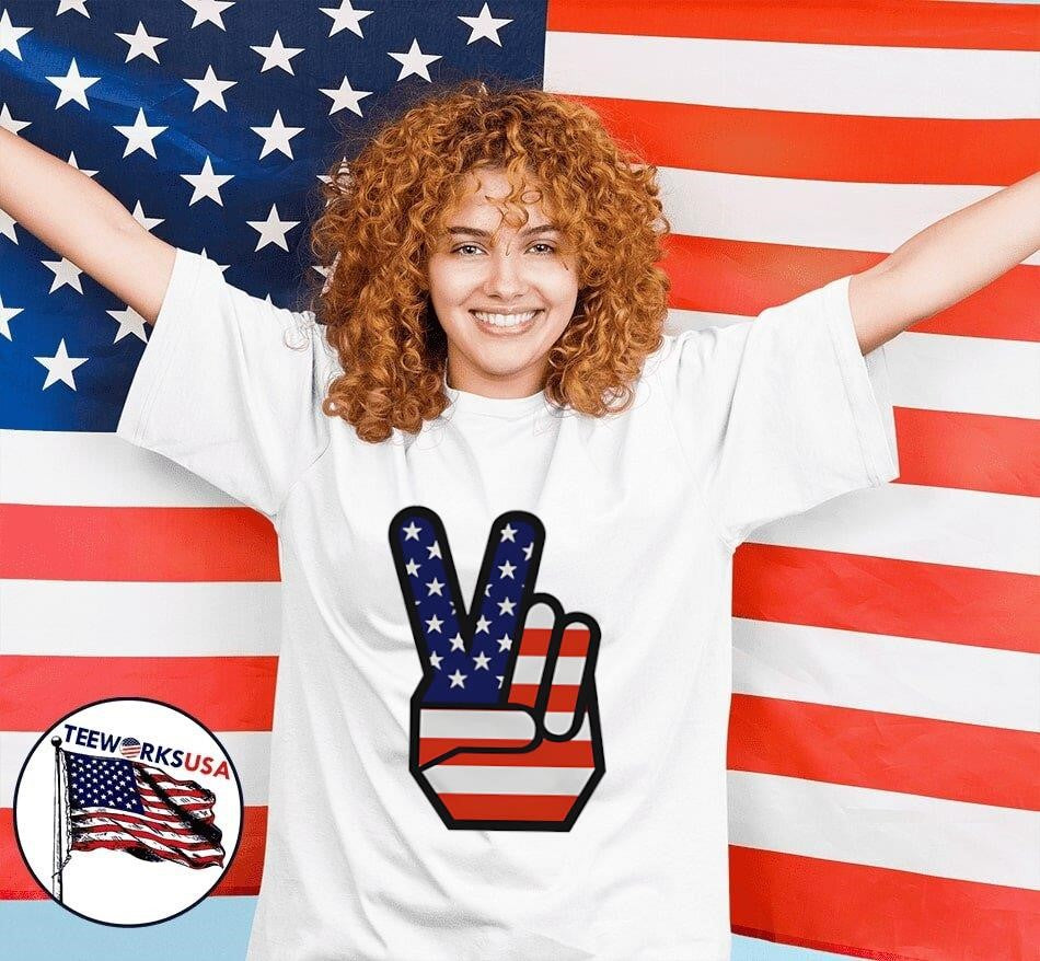 Kurt Cobain American flag peace hand - Adult & Kids T-Shirts, Sweatshirts & Hoodies apparel design preview 4