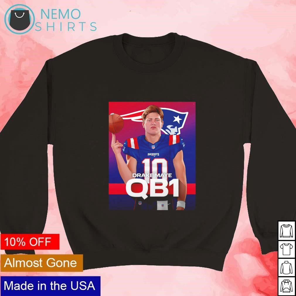 Drake Maye QB1 era New England Patriots cartoon - Adult & Kids T-Shirts, Sweatshirts & Hoodies apparel design preview 3