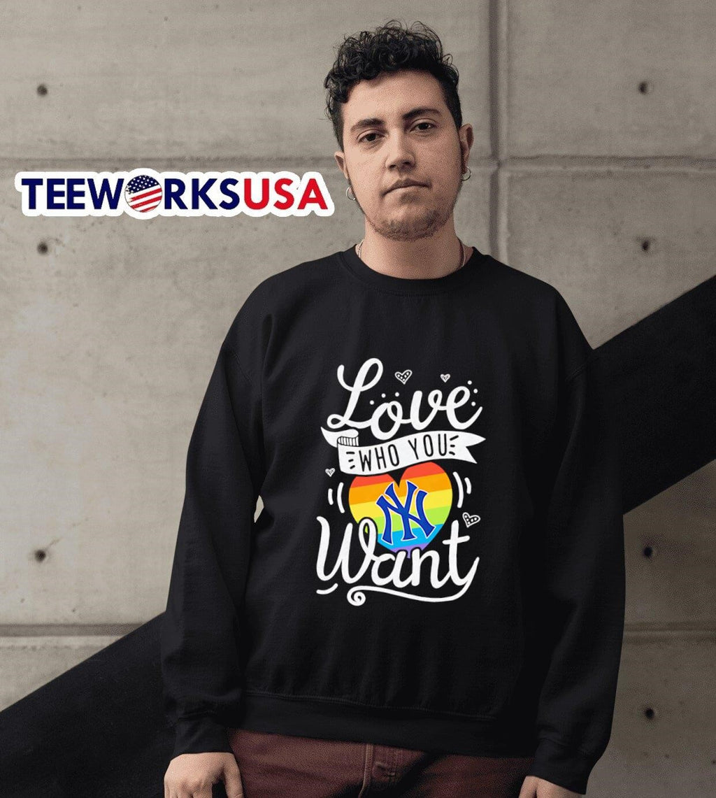 Love who you want New York Yankees LGBT Pride - Adult & Kids T-Shirts, Sweatshirts & Hoodies apparel design preview 6