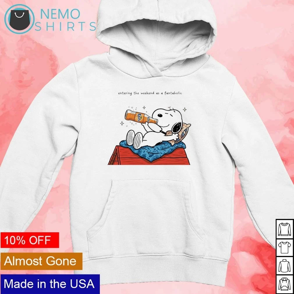 Snoopy Entering the Weekend as a Fantaholic - Adult & Kids T-Shirts, Sweatshirts & Hoodies apparel design preview 2